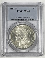 1881-S Morgan Silver $1 PCGS MS64