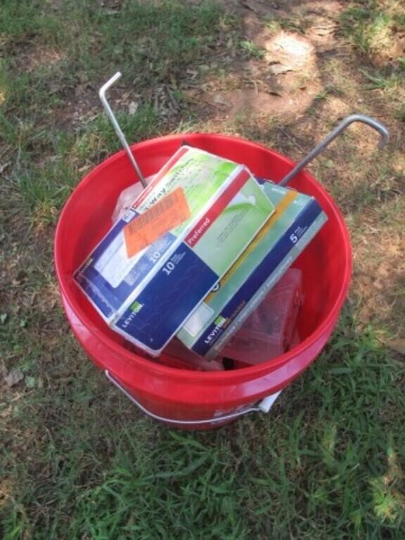 BUCKET OF SCREWS CAULK GUN, AND SWITCHES