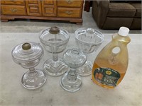 4 oil lamp bases and fuel