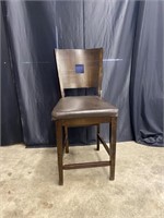 Wood and Leather Barstool