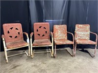 Vintage Outdoor Metal Chair x 4