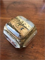 Vintage French Brass & Beveled Glass Trinket Box