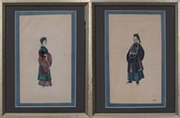 Chinese Export Portraits of Court Figures, Pair