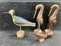 GROUP LOT OF 4 CARVED BIRDS