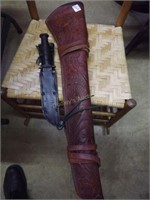 Hand Tooled Rifle Sleeve & Us Army Knife
