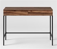 LORING WRITING DESK, WALNUT FINISH, BLACK METAL