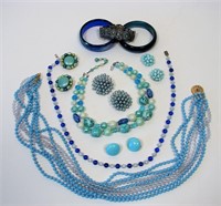 Large Lot of Blue Costume Jewelry