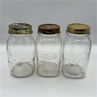 Vintage clear Ball Perfect/Mason Qrt jars lot of 3