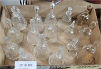 APPROX 16 CRYSTAL AND GLASS BELLS