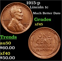 1915-p Lincoln Cent 1c Grades xf+