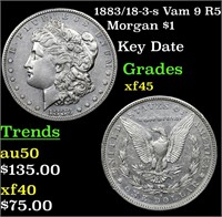 1883/18-3-s Vam 9 R5 Morgan Dollar $1 Grades xf+