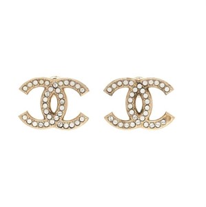 CHANEL Crystal CC Gold Tone Earrings