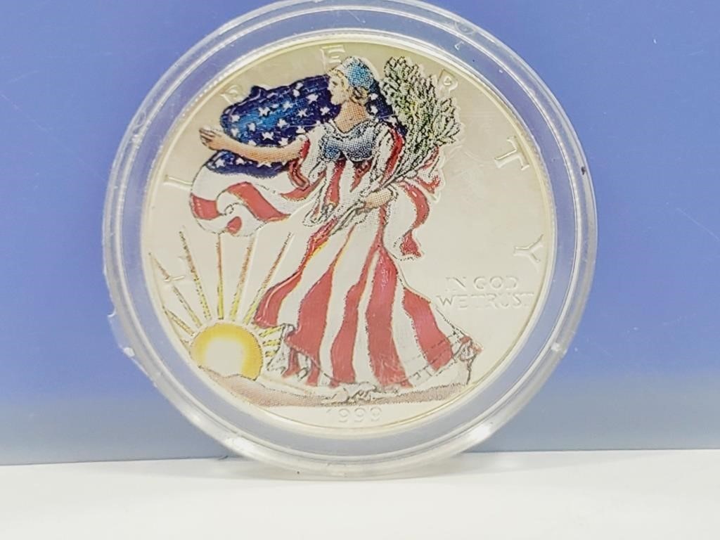 1 Oz Fine Silver 1999 US Coloured Coin LIBERTY
