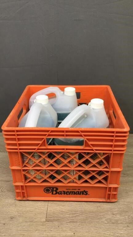3 Bottles Ice Defense Washer Fluid In Milk Crate