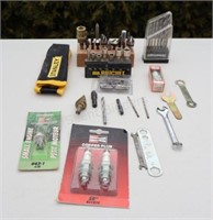 Misc Grouping of Reamers, Nut Drivers, Spark Plugs