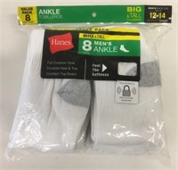 New Hanes Size 12-14 White Ankle Socks