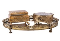 Vintage Dresser Set & Alabaster Jewelry Box