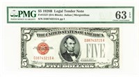 Coin 1928B US Note Red Seal-PMG-EPQ63