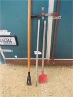 Tools - ice chipper, dandelion digger, shovel