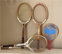 Lot of Vintage Tennis & Badminton Rackets
