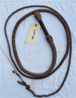 Leather Braided Bull Whip, Swivel Handle