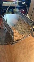 Metal and Wicker Magazine Rack 15in x 17in x 21in