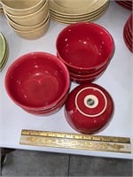 Lot of 7 Food network Red Cereal/Salad bowls