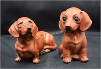 (S2) Pair of Dachshund Dog Figurines