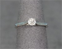 Sterling Silver & Diamond Solitaire Ring