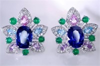 3.2ct Royal Blue Sapphire 18Kt Gold Earrings