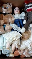 Box of Assorted Dolls and Plush - 2 Dolls wigs