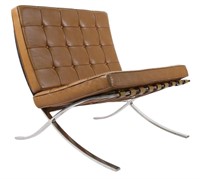 KNOLL BARCELONA CHAIR STAINLESS / TAN VOLO LEATHER