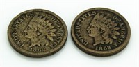 (2) 1862 & 1863 Indian Copper Nickel Cents