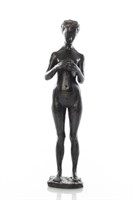Louis Derbre "Standing Woman" Bronze Sculpture
