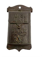 Vintage Cast Iron US Mail Wall Hanging Bank