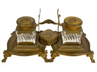 Antique Art Nouveau Double Ink Well