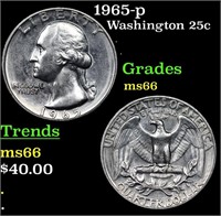 1965-p Washington Quarter 25c Grades GEM+ Unc