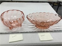 2 Heisey pink glass bowls