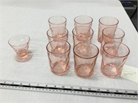 Pink glass glasses 9 Heisey 1 other