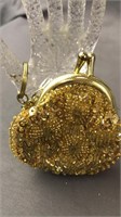New Keychain Coin Purse Gold Beads