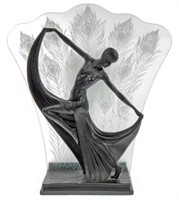 Art Deco Frosted Glass & Resin Figural Table Lamp