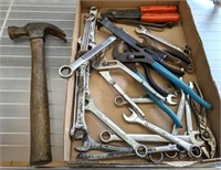 TRAY OF ASSORTED WRENCHES AND TOOLS