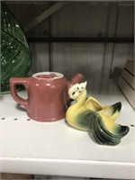 SMALL TEAPOT AND FIGURINE