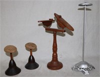 4 VINTAGE 19/20TH C. HAT & SHOE DISPLAY STANDS