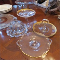 Lot of 5 Glass Serving Pieces