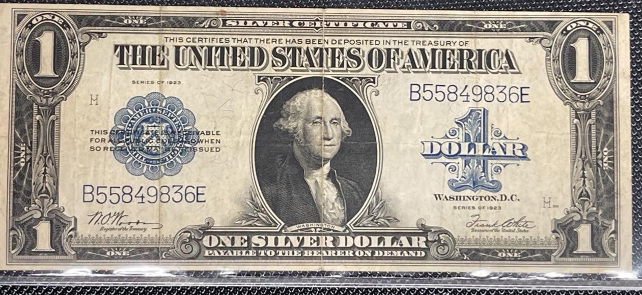 1923 LARGE SILVER $1 blue note