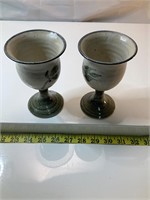 Pair of glazed pottery chalices
