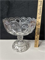 LE Smith Clear Glass 9" Compote Moon & Stars