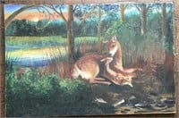 24"x36" Vtg Forest Scene Oil Painting