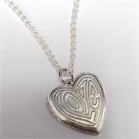 $150 Silver 13.39G Heart Locket 18" Necklace